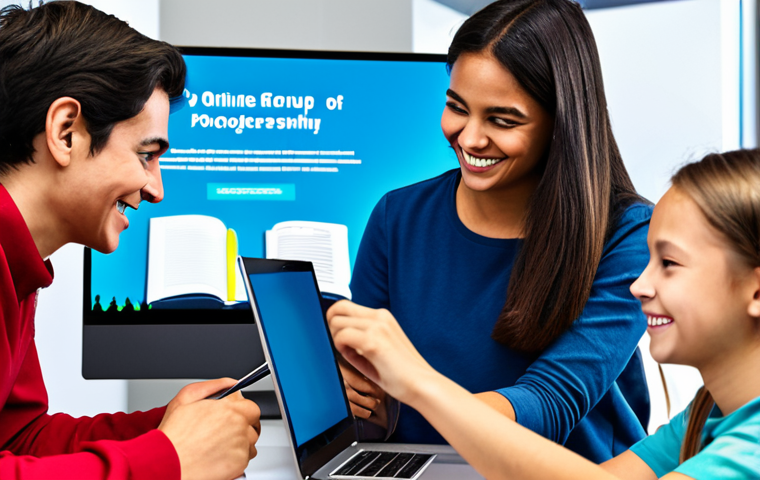 Collaborative Online Learning**
"A diverse group of fully clothed students collaborating on a virtual project using online tools. They are smiling and engaged, working together on a shared screen. The background shows a modern study environment with books and laptops. Bright, positive lighting. Safe for work, appropriate content, professional, perfect anatomy, correct proportions, well-formed hands, proper finger count, natural body proportions, fully clothed, modest clothing, family-friendly learning environment."
**